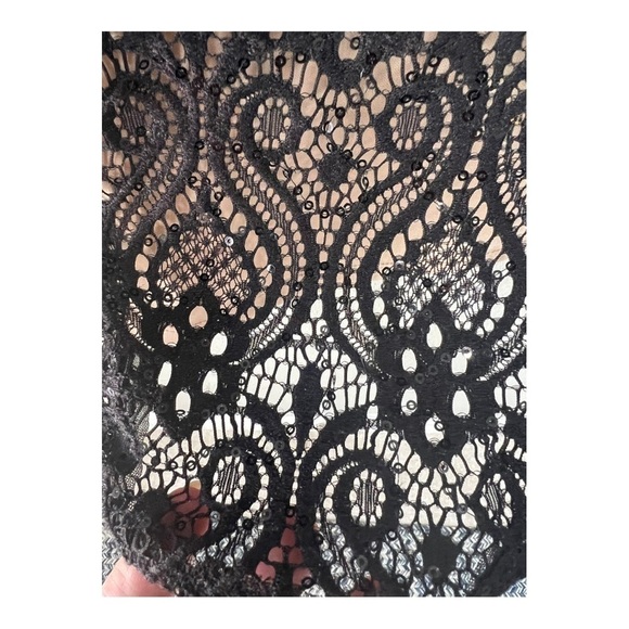 R&M Richards Cocktail Lace Knee Length Black Sequin Sheer Overlay Size 8 NEW - Picture 14 of 16